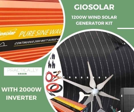 Giosolar 1200W Wind Solar Generator Kit with 2000W Inverter