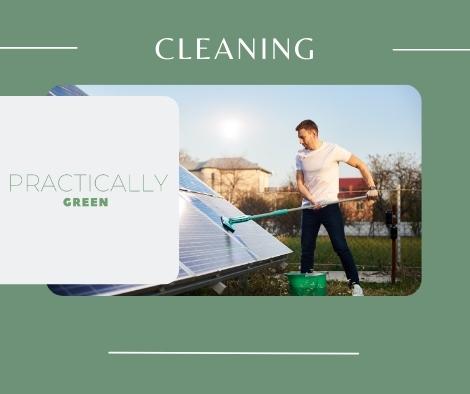Man cleaning solar panels