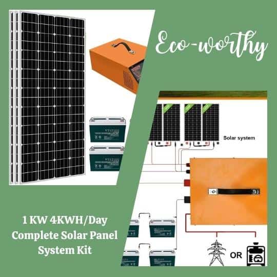 ECO-WORTHY 1KW 4KWH/Day Complete Solar Panel System Kit